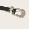 Cinto Novo Estilo Punk com Fivela de Strass e Rebites, Cinto de Couro Personalizado para Mulheres, Cinto Decorativo da Moda para Cintura de Mulheres
