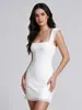 Amazon Transfronterizo Vestido de Tirantes Franceses Cuadrado para Mujer Temperamento Delgado Sentido del Diseño Sentido de Alta Gama Ceñidor de Cintura Falda Corta