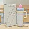 Termo Taza con Tapa de Estrella y Asa de Acero Inoxidable Gran Capacidad Taza Rompehielos Alta Apariencia Portátil Taza de Vacío con Popote Venta al por Mayor