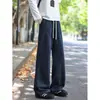 Pantalones pesados de corte curvo fit CL grises para hombre, pantalones deportivos de pierna ancha para verano, pantalones largos ligeramente acampanados, corte diagonal holgado, marca de moda ean