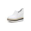 Sapatos Femininos de Couro Genuíno com Solado Grosso de 12cm de Altura, Novo Estilo Primavera 2025, Plataforma Impermeável, Solado de Palha para Pessoas Baixas