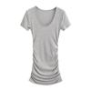 023 Novo estilo decote em U profundo sexy wrap hip plissado vestido de manga curta para mulheres verão 2 alta elástica slim-fit emagrecimento spice girl saia