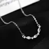Collar de plata de ley S925 con destellos de diamantes en hilera, sonrisa, para mujer, temperamento elegante francés, cadena para la clavícula de circón de nicho, accesorios