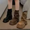 Botines de mujer de suela gruesa estilo británico, nuevo modelo otoño 2026, moda retro de moda, tacón grueso popular, botas de calle para motociclista