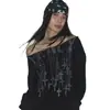 Camisetas Estilo Punk Oscuro Y2K Europeo y Americano Estilo Callejero Chica Picante Estampado Hombros Descubiertos Manga Larga Sudadera Camiseta Básica para Mujer Venta al por Mayor