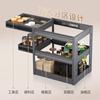 Cesta extraíble de aleación de aluminio para gabinete de cocina, cesta para condimentos, amortiguador de amortiguación, cesta de almacenamiento de condimentos integrada, cajón