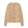 Venta al por mayor Primavera 2026 Nueva Moda Ropa para Mujer Estilo Europeo y Americano Suelto Versátil Cardigan de Punto con Lentejuelas de Manga Larga para Mujer