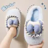 Pantuflas de Algodón con Lazo para Mujer Otoño/Invierno 2026 Nuevo Estilo para Interiores del Hogar Felpa Plus Espesor Cálido Suela Gruesa Pantuflas de Felpa