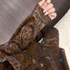 Pijama de Seda de Hielo para Mujer en Otoño e Invierno Retro Kt Cat Color Café de Alta Gama Pantalones de Manga Larga Ropa Casual para el Hogar Se Puede Usar Fuera del Traje