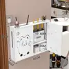 Caixa de Armazenamento para Roteador, Prateleira para Decodificador de TV Montada na Parede Sem Furos, Suporte com Tampa para Armazenamento de Wifi para Uso Doméstico