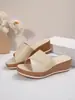 Nuevas Sandalias de Cuña para Mujer Transfronterizas Amazon Primavera/Verano 2026, Chanclas Casuales de Color Sólido Europeo y Americano, Piel Sintética con Patrón de Cocodrilo