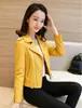 Nova Roupa de Primavera e Outono do Fabricante Jaqueta de Couro PU Estilo Coreano para Motociclista Jaqueta Feminina Curta Slim Fit Pequeno Terno Jaqueta Feminina Atacado