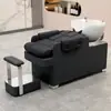 Cama de Lavado Semi-Reclinable Transfronteriza Peluquería Lavabo Cerámico con Pedal de Pie Cama de Enjuague Salón de Belleza Sofá Semi-Reclinable Cama de Lavado