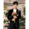 Traje Slim Estilo Coreano para Hombre Traje Pequeño Sencillo Elegante Atractivo de Verano para Hombre Traje Casual para Hombre Chaqueta Versátil