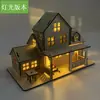 Modelo de Cabaña de Madera Iluminada Ensamblaje Manual DIY Adorno Decorativo Cálido Creativo Regalo Escena de Escritorio