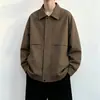 Jaqueta de trabalho preta bordada para homens, primavera e outono, retrô americano, estilo japonês, marca da moda, tamanho grande, jaqueta casual solta