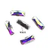 En stock tira larga de 5 mm x 15 mm cristal de vidrio cosido a mano adornos para orejas en forma de D pedrería cosida a mano ropa bolsas DIY decoraciones de pedrería