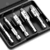 Extractor de Alambre Roto con Mango Hexagonal Herramienta Universal para Tornillos Juego de Herramientas para Taladro Eléctrico con Cinco Piezas Titanio Endurecido Plateado