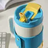Taza Térmica Portátil para Coche de Gran Capacidad Oso con Popote para Niños y Niñas, Acero Inoxidable 316 Portátil para Exteriores