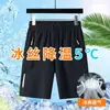 Shorts Elásticos de Seda Gelada de Verão Secagem Rápida Respiráveis Calças Casuais Esportivas Masculinas Plus-Gordo Tamanho Grande Gordos Calças de Praia