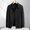 Chaqueta de Hombre 26 Otoño/Invierno, Cuello de Solapa, Ligeramente Holgada, Versión con Cremallera, Para Jóvenes y de Mediana Edad, Estilo Old Money, Negocios, Mangas Raglán, Abrigo Corto de Lana