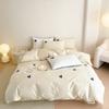 Juego de cama de cuatro piezas con bordado de toalla de algodón 100% de Mickey, simple, de algodón fresco y pequeño, con funda de edredón y gorro de cama, venta al por mayor A