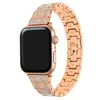 Adequado para Apple Watch com Apple Watch Geração 98765 iWatch Pulseira de Relógio de Metal com Padrão de Parafuso Ranurado Cheia de Diamantes