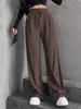 Pantalones Anchos de Color Sólido para Mujer, Cruzados Europeos y Americanos, Novedad Otoño e Invierno 2026, Cintura Elástica, Pantalones Largos Casuales, Cintura Alta con Cordón, Pierna Recta