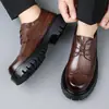 48 Zapatos de Hombre de Talla Grande con Suela Gruesa para Aumentar Altura, Tallados, Estilo Británico Brogue, Zapatos de Piel, Zapatos Casuales de Invierno, Zapatos para Traje de Novio