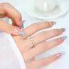 Anillo de Circonita de Trébol de Cuatro Hojas, Anillo de Flor de Cuatro Hojas de la Suerte, Estilo Moderno y Sencillo, Banda Delgada, Anillo Abierto de Estrella de Cuatro Puntas Cruzada