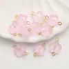 Colgante de Flor de Vidrio con Agujero Recto, Adorno de Flor de Cinco Pétalos, Cuentas Sueltas para Pulsera y Collar DIY, Materiales para Aretes con Borla Estilo Antiguo