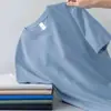 Camiseta Masculina de Manga Curta, Camisa Básica de Verão, Gola Redonda, Versátil, Casual, Cor Sólida, Tamanho Grande, Top Tendência, Branco