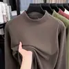 Sudadera de felpa gruesa de 520 g para hombre, nuevo estilo de invierno 2025, cuello semi-alto casual, capa base cálida