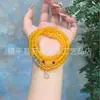 Pulsera de ágata amarilla estilo Pangdonglai, pulsera de hebilla de paz de ágata amarillo natural, pulsera de cuentas budistas para mujer con cuentas redondas al por mayor