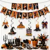 Nova Decoração de Bandeira Espiral Temática de Halloween Bruxa, Abóbora, Fantasma Conjunto Decoração de Halloween