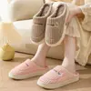 Pantuflas de algodón para mujer, pantuflas de interior de otoño e invierno para parejas, pantuflas de felpa para uso posparto, pantuflas de algodón cálidas, pantuflas de algodón antideslizantes para hombre