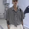 2022 Marca da Moda Design de Gravata Senso Estampa Listrada Combinação de Cores Camisa de Nicho Masculina Alta Qualidade Leve Luxo Solta Camisa da Moda
