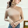 Camisa de base de lijado grueso nueva de otoño e invierno con top de cuello alto sencillo