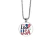 Collar Colgante de Luna Plateada Estilo Europeo y Americano con Diseño de Cabeza de Águila Bandera Americana, Cadena de Suéter de Moda, Superventas Transfronterizo