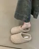 Sapatos peludos femininos para uso externo, inverno de 2026, sapatos peludos gentis e fofos estilo fada, pantufas de algodão quentes fechadas sem cadarço