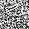 Miçangas Quadradas Vintage Prata Envelhecida com Letras 26 Letras Inglesas Furo Grande Miçangas Soltas para Pulseira, Colar e Acessórios de Cordão