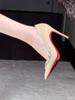 Salto Alto Feminino Primavera 2025 Novo Strass Bico Fino Irmã Real Sexy Salto Fino Sapatos Individuais Franceses Boca Rasa