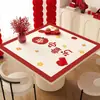Mantel Cuadrado para Mesa de Año Nuevo, Mantel Festivo Rojo, Resistente al Aceite, Impermeable, Resistente al Calor, Protector de Mesa Cuadrado, Mantel para Mesa de Café