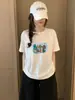 Envío Directo desde el Mercado de las Trece Líneas: Camiseta de Algodón Copo de Nieve, Envío Directo de Una Pieza, Cuello Redondo, Adelgazante, Versátil, Manga Corta, Verano, Fábrica de Origen