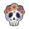Broche de Calavera con Flores de Colores Personalizado Insignia de Aleación para Halloween Pin Versátil para Decoración de Ropa y Bolsos En Stock