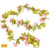 Rosa Simulada Vinha de Rosas com 17 Cabeças Flor Falsa Decoração de Arco de Casamento Enrolamento de Tubo de Ar Condicionado de Teto Interno Atacado