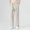 Pantalones estilo americano calle alta gángster geniales marca de moda pantalones casuales negros verano para hombre seda de hielo pierna recta longitud completa pantalones de traje