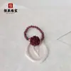 Anillo de Cinabrio Piedra Cruda Arena Dorada Púrpura Cuentas Pixiu Flor Rosa Anillo de Espinela Anillo Elástico Suministro en Vivo