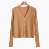 Cardigan Decote V Jaqueta Tricotada para Mulheres, Estilo Curto Primavera e Verão, Combinado com Saias, Ajuste Slim, Top Fino, Estilo Chanel