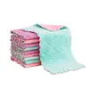 Paño de limpieza de vellón de coral engrosado de doble capa, toalla para lavar platos, toalla de mano absorbente, paño para limpiar tazones, paño para limpiar mesas, trapo para lavar platos